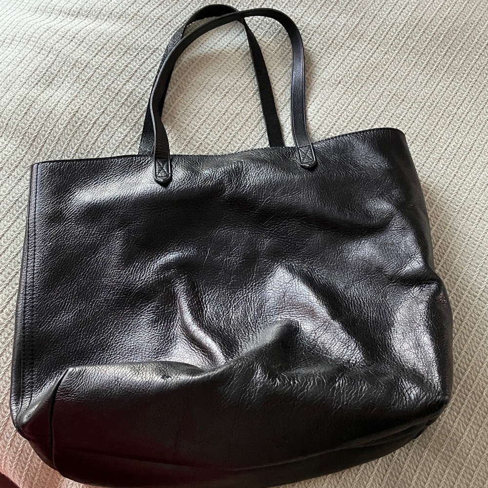 Madewell Black Leather Zip Tote